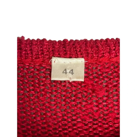 Red Black Heart Pattern Soft Pullover Shoulder Pad Sweater Women's Size 44 - Picture 5 of 5